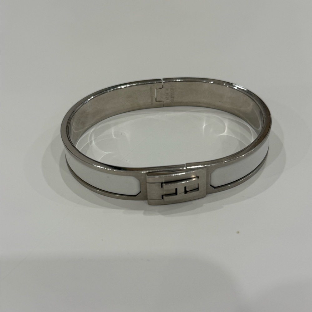 Authentic HERMES jet bracelet white with silver - Picture 3 of 10